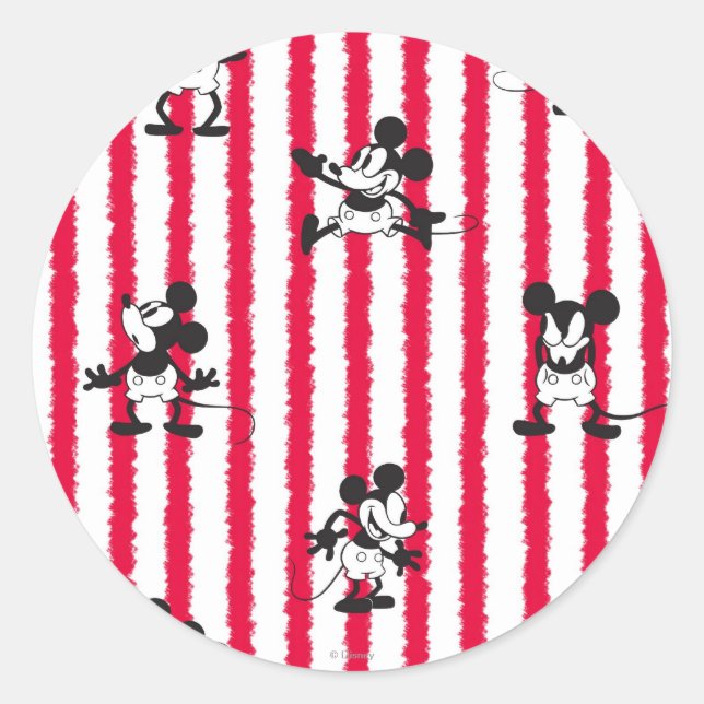 Mickey Mouse | Plane Crazy Pattern Classic Round Sticker (Front)