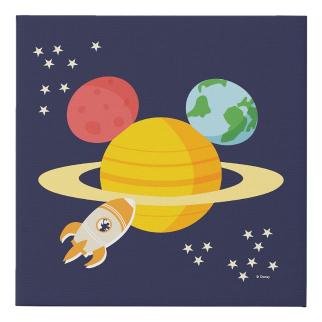 Mickey Mouse Planet Icon Faux Canvas Print (Front)