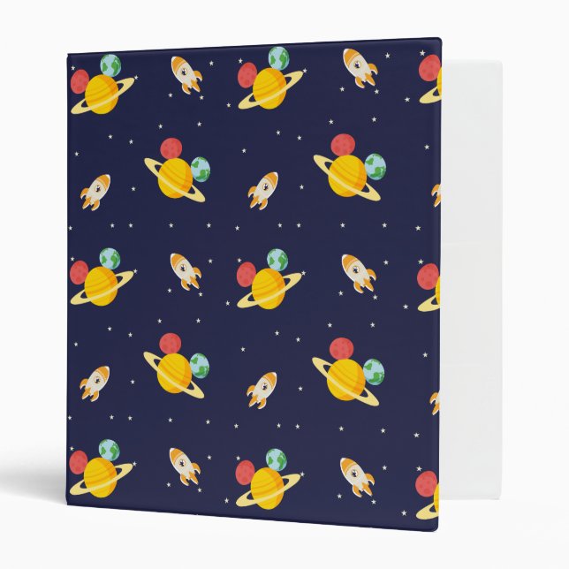 Mickey Mouse Planet Icon Pattern 3 Ring Binder (Front/Inside)