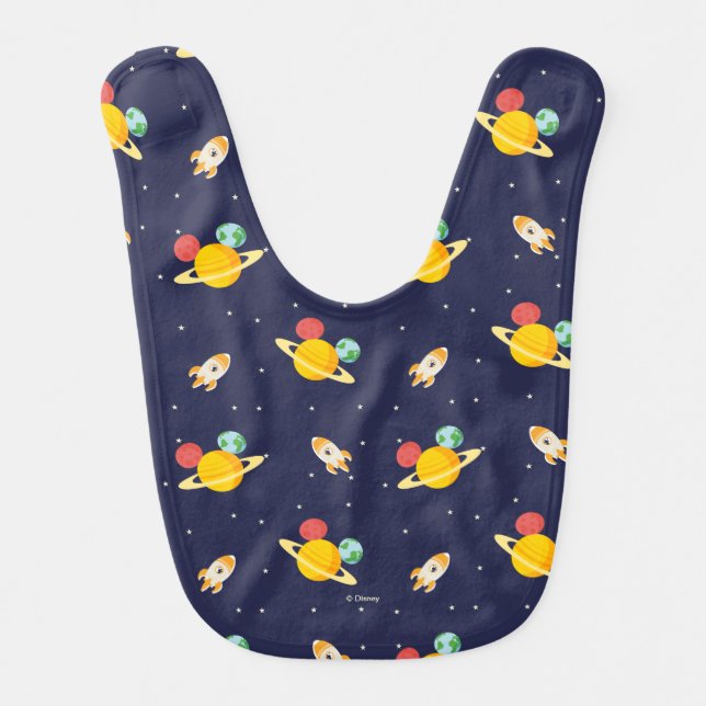 Mickey Mouse Planet Icon Pattern Baby Bib (Front)