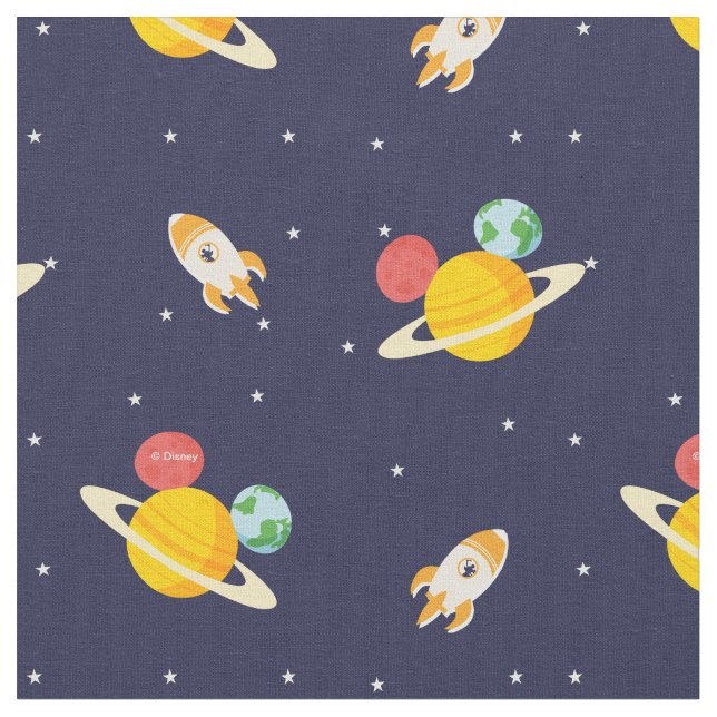 Mickey Mouse Planet Icon Pattern Fabric (Close Up)