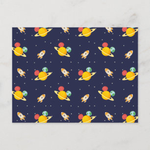 Mickey Mouse Planet Icon Pattern Postcard