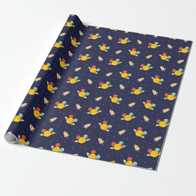 Mickey Mouse Planet Icon Pattern Wrapping Paper (Unrolled)