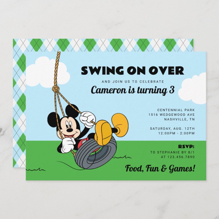 Mickey Mouse | Playground Kids Birthday                    Invitation