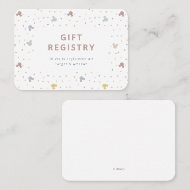 Mickey Mouse Polka Dot | Baby Gift Registry Place Card (Front/Back)