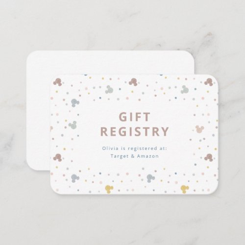 Mickey Mouse Polka Dot  Baby Gift Registry Place Card