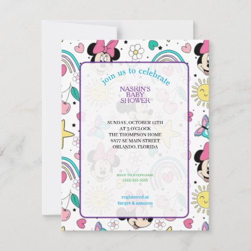 Mickey Mouse Polka Dot Baby Shower Invitation