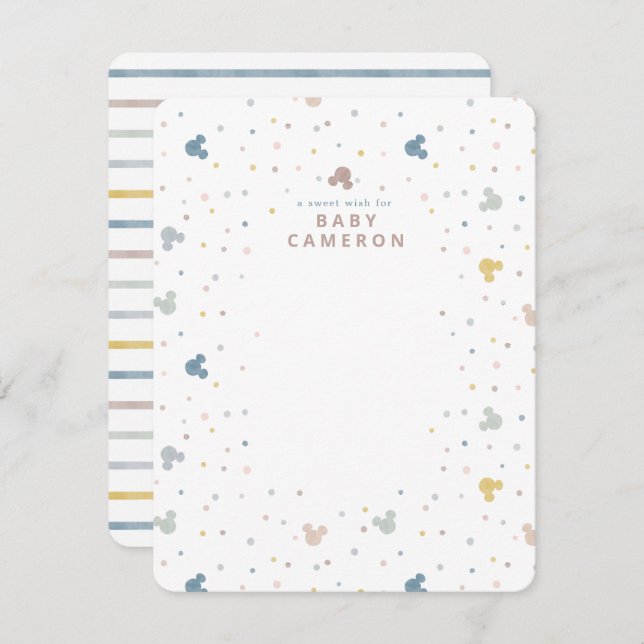 Mickey Mouse Polka Dot Baby Shower Note Card (Front/Back)