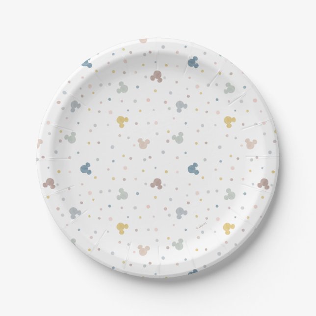 Mickey Mouse Polka Dot Baby Shower Paper Plates (Front)