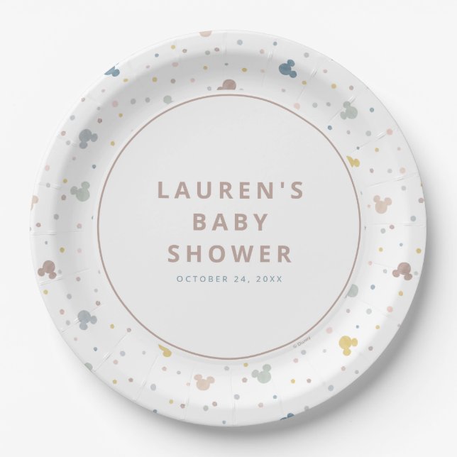 Mickey Mouse Polka Dot Baby Shower Paper Plates (Front)