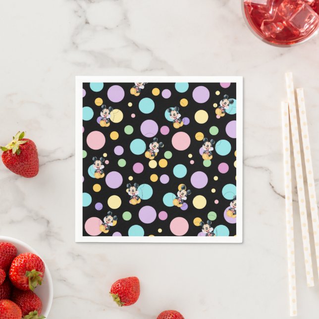 Mickey Mouse Polka Dot  black Baby Shower Napkins (Insitu)