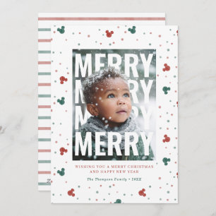 Mickey Mouse Polka Dot Christmas Photo Pop Holiday Card