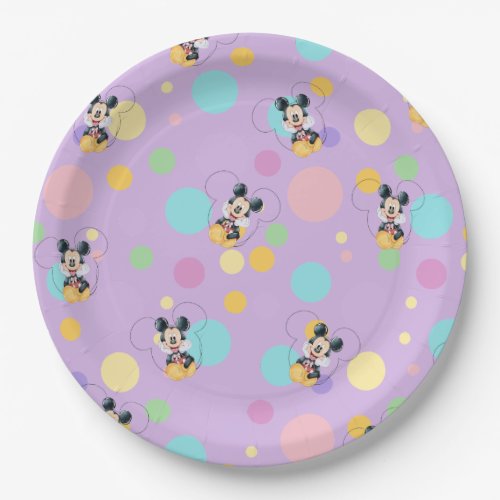 Mickey Mouse Polka Dot purple Baby Shower Paper Plates