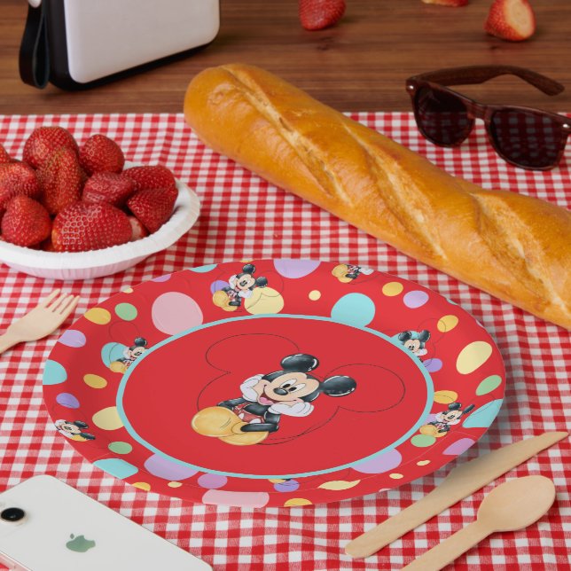Mickey Mouse Polka Dot  red Baby Shower Paper Plates (Picnic)