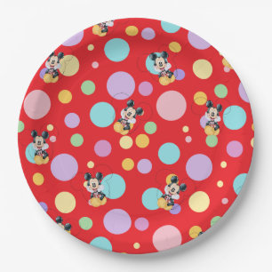 Mickey Mouse Polka Dot  red Baby Shower Paper Plates