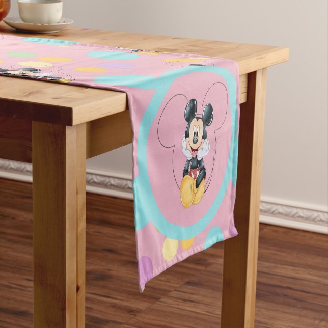 Mickey Mouse Polka Dot  red Baby Shower Short Table Runner (In Situ)