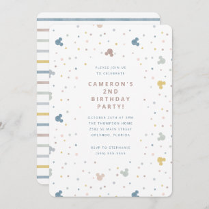 Mickey Mouse Polka Dot Watercolor Birthday Invitation
