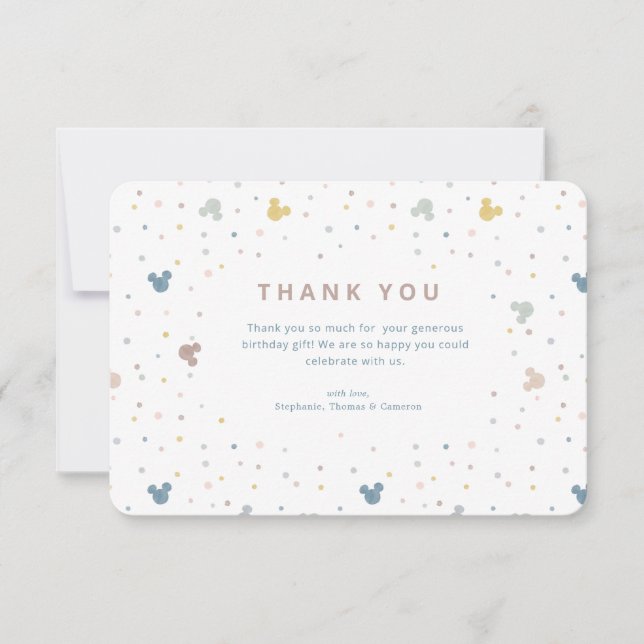 Mickey Mouse Polka Dot Watercolor Thank You (Front)