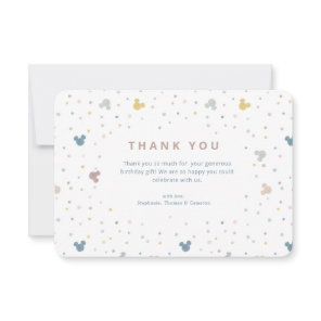 Mickey Mouse Polka Dot Watercolor Thank You Card