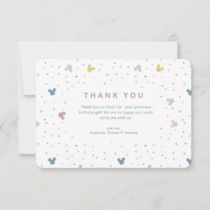 Mickey Mouse Polka Dot Watercolor Thank You Card