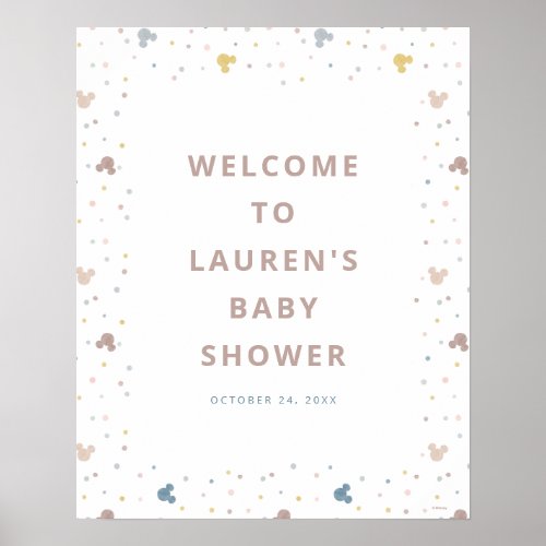 Mickey Mouse Polka Dot Watercolor Welcome Poster