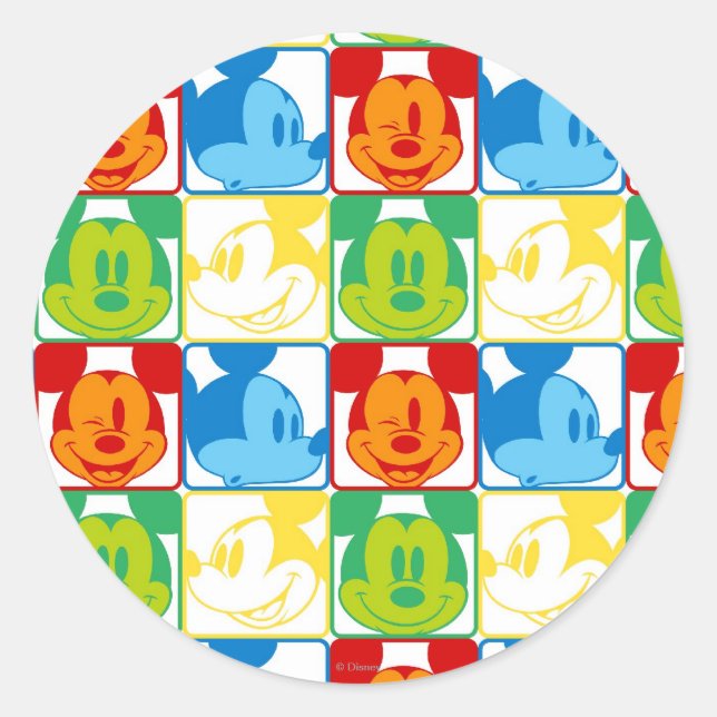 Mickey Mouse | Pop Art Pattern Classic Round Sticker (Front)