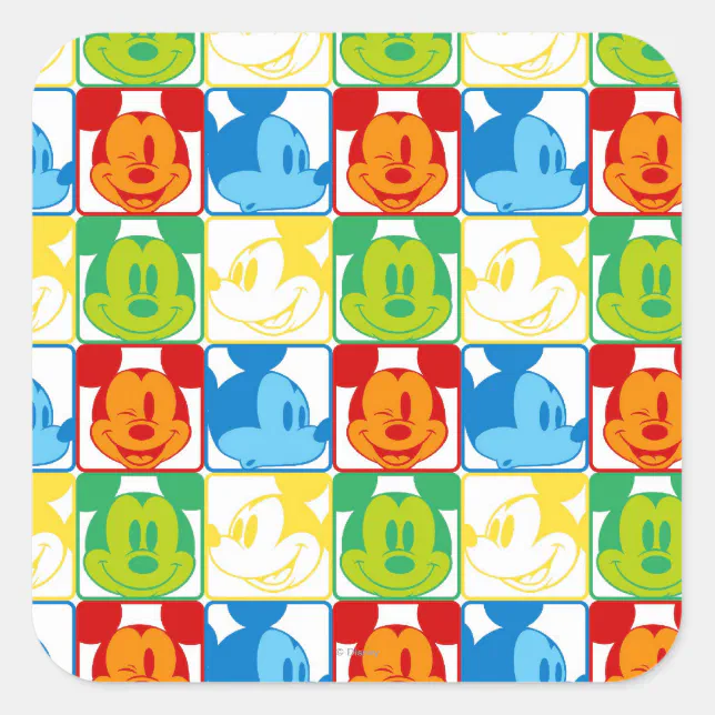 Mickey Mouse | Pop Art Pattern Square Sticker | Zazzle