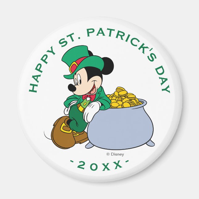 Mickey Mouse Pot of Gold | St. Patrick's Day Magnet (Front)