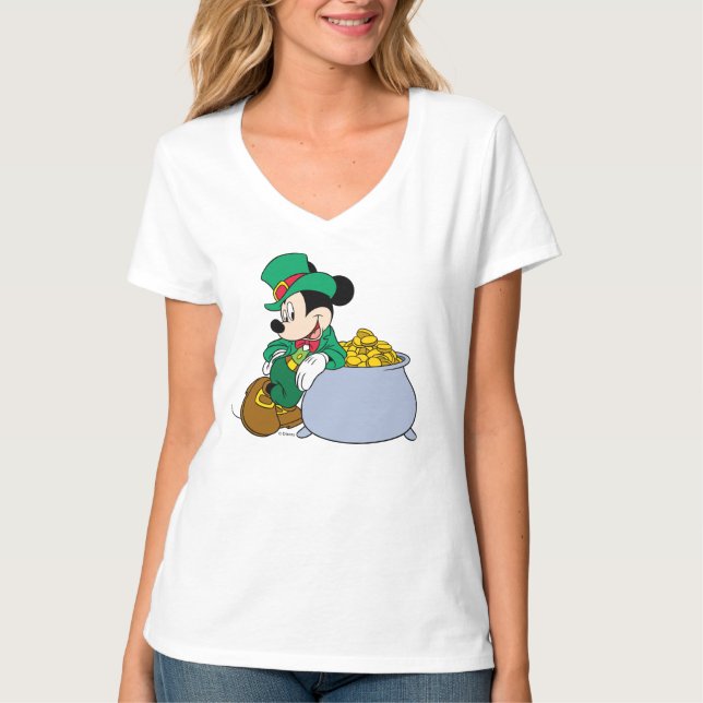 Mickey Mouse Pot of Gold | St. Patrick's Day T-Shirt (Front)