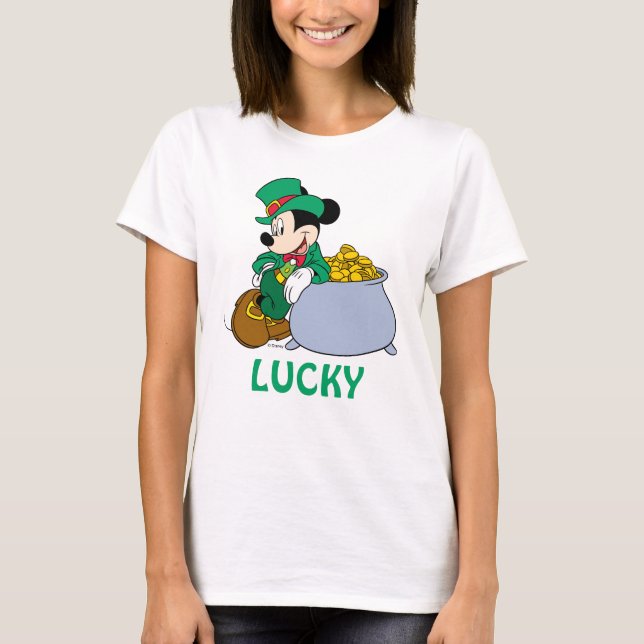 Mickey Mouse Pot of Gold | St. Patrick's Day T-Shirt (Front)