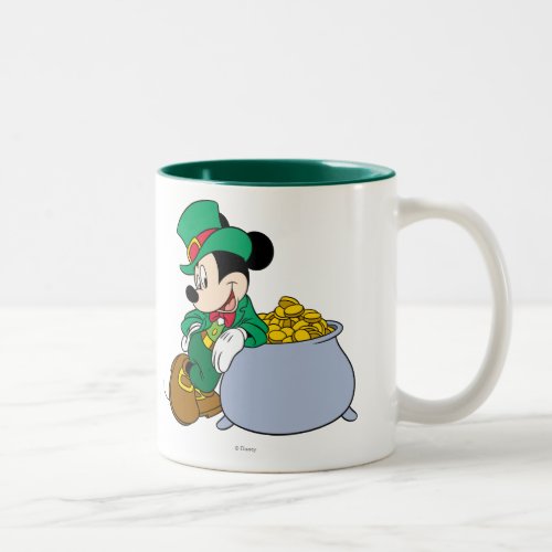 Mickey Mouse Pot of Gold  St Patricks Day Two_Tone Coffee Mug