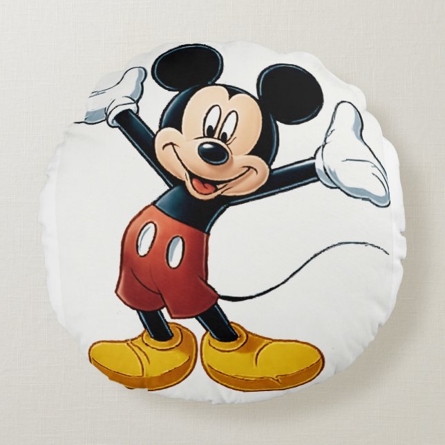Mickey Mouse Pumpkin Character – Halloween Cartoon Round Pillow (Front)