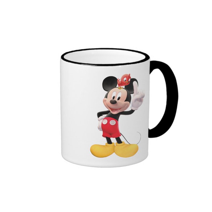 Mickey Mouse raised index finger with red bird Coffee Mug