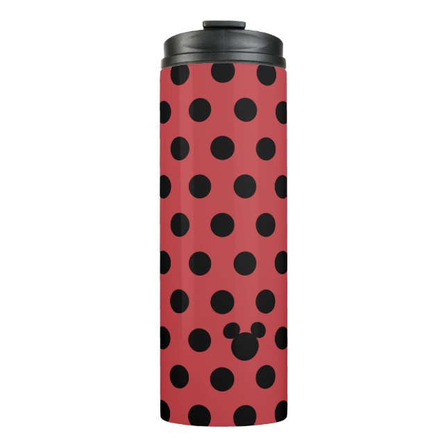 Mickey Mouse Red and Black Polka Dot Pattern Thermal Tumbler (Front)