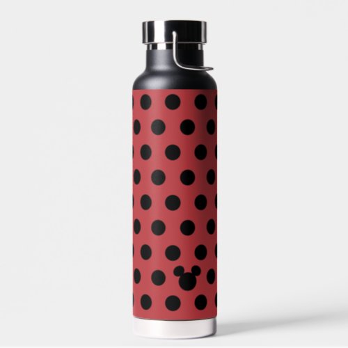 Mickey Mouse Red and Black Polka Dot Pattern Water Bottle