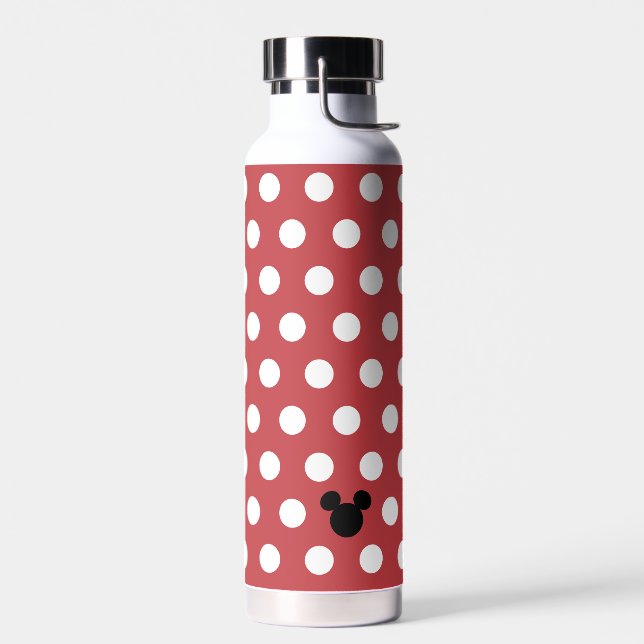 Mickey Mouse Red and White Polka Dot Pattern Water Bottle (Left)
