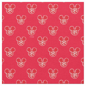 Holiday Mickey Mouse Red and White Pattern Fabric | Zazzle