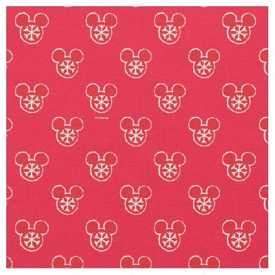 Mickey Mouse Red Holiday Snowflake Pattern Fabric