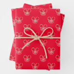 Mickey Mouse Red Holiday Snowflake Pattern Wrapping Paper Sheets