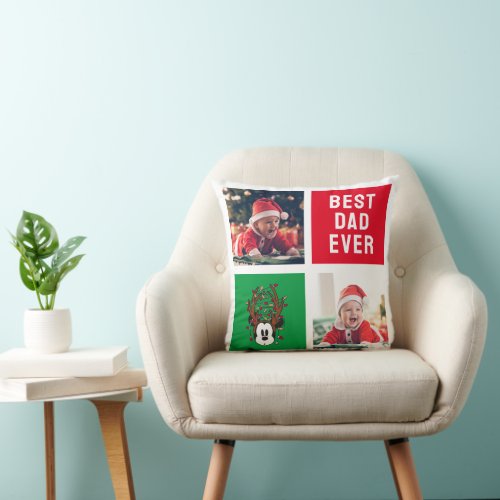 Mickey Mouse Reindeer Antlers | Best Dad Ever Throw Pillow