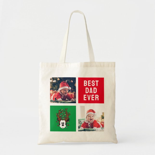 Mickey Mouse Reindeer Antlers | Best Dad Ever Tote Bag (Front)