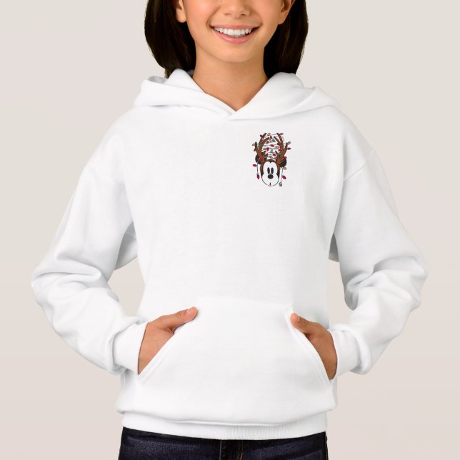 Mickey Mouse | Reindeer Antlers & Lights - Family Hoodie (Front)