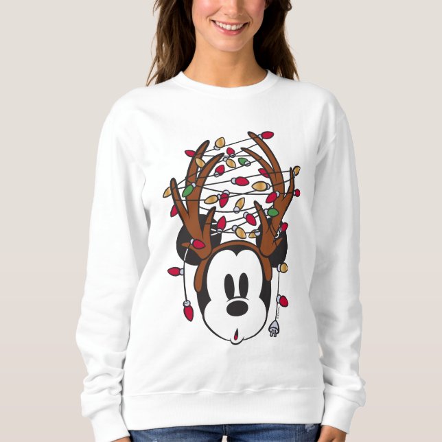 Mickey Mouse | Reindeer Antlers & Lights Sweatshirt (Front)