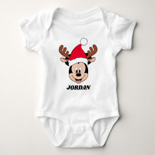 Mickey Mouse   Reindeer Antlers & Santa Hat Baby Bodysuit