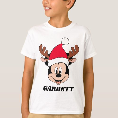 Mickey Mouse  Reindeer Antlers  Santa Hat T_Shirt