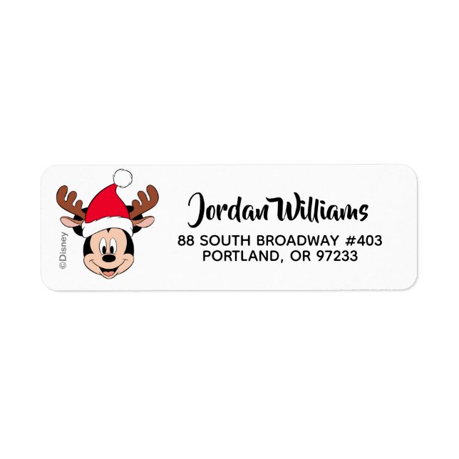 Mickey Mouse | Reindeer Ears & Santa Hat Label (Front)