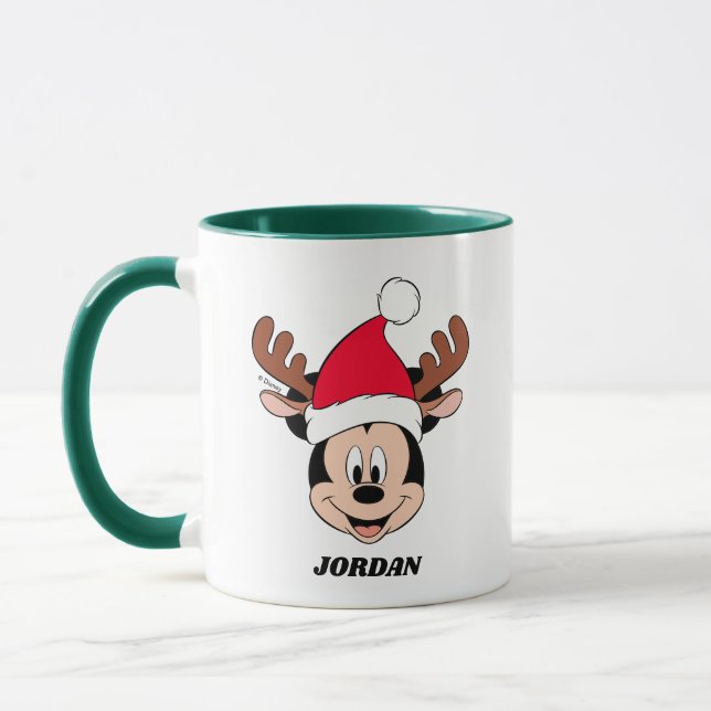 Mickey Mouse | Reindeer Ears & Santa Hat Mug (Left)