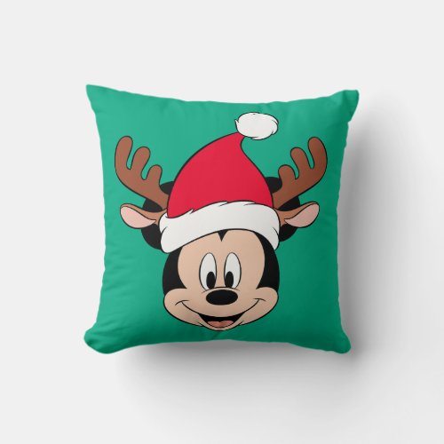 Mickey Mouse  Reindeer Ears  Santa Hat Throw Pillow