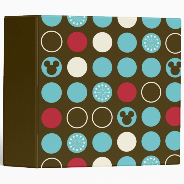 Mickey Mouse | Retro Polka Dot Pattern 3 Ring Binder (Front/Spine)