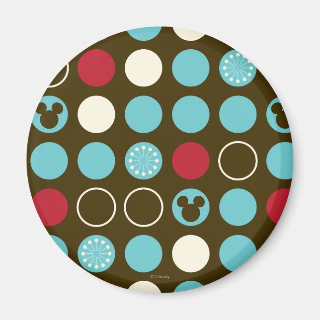 Mickey Mouse | Retro Polka Dot Pattern Magnet (Front)